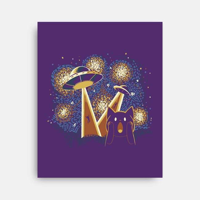 Alien Invasion Cat Scream-None-Stretched-Canvas-tobefonseca