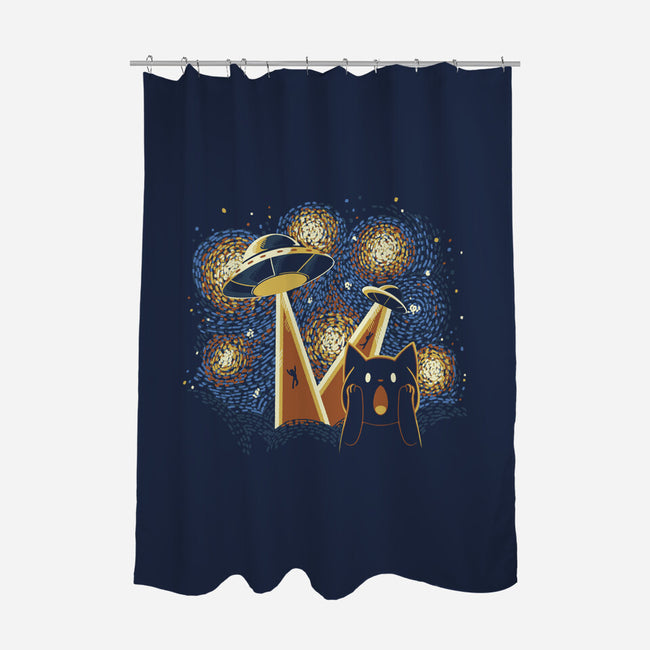 Alien Invasion Cat Scream-None-Polyester-Shower Curtain-tobefonseca