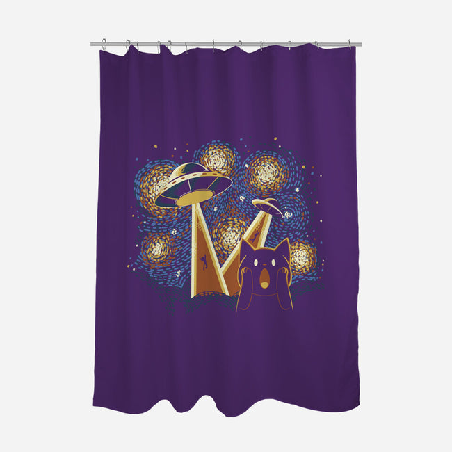 Alien Invasion Cat Scream-None-Polyester-Shower Curtain-tobefonseca