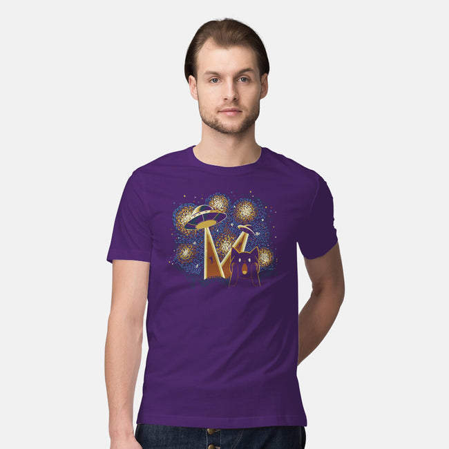 Alien Invasion Cat Scream-Mens-Premium-Tee-tobefonseca
