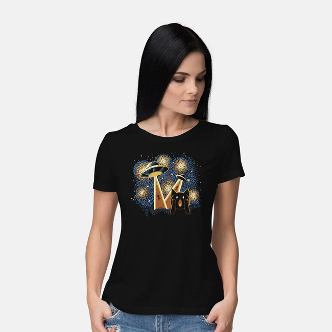 Alien Invasion Cat Scream-Womens-Basic-Tee-tobefonseca