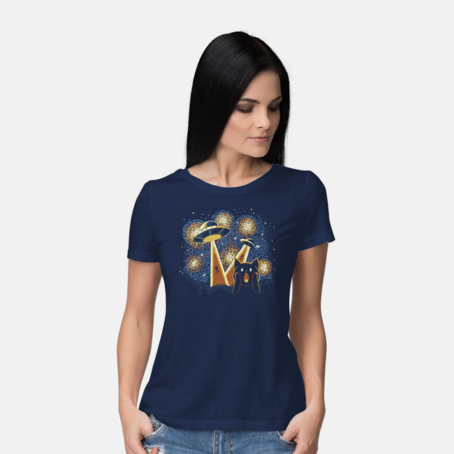 Alien Invasion Cat Scream-Womens-Basic-Tee-tobefonseca