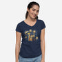 Alien Invasion Cat Scream-Womens-V-Neck-Tee-tobefonseca