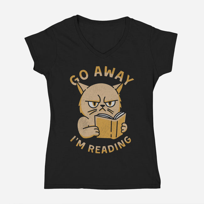 Go Away I'm Reading-Womens-V-Neck-Tee-brunopires
