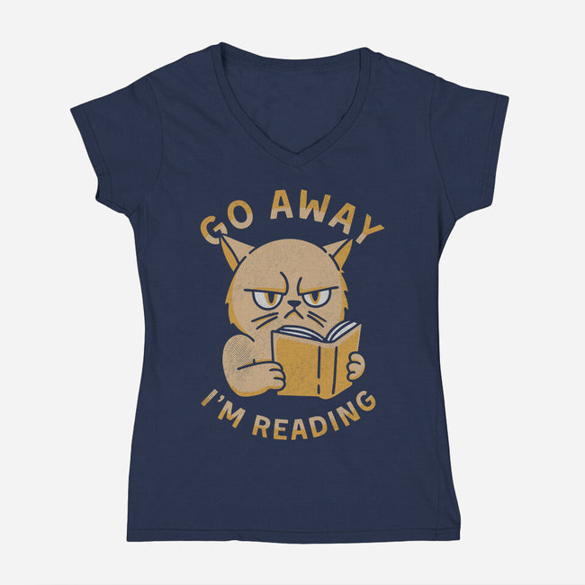 Go Away I'm Reading-Womens-V-Neck-Tee-brunopires