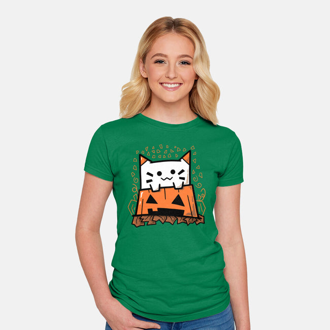 Pumpkin Cat Meow-Womens-Fitted-Tee-bloomgrace28