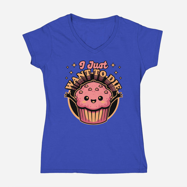Muffin Dark Humor-Womens-V-Neck-Tee-Studio Mootant