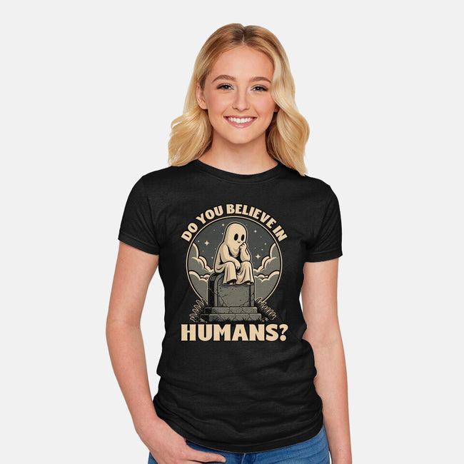 Ghost Believe In Humans-Womens-Fitted-Tee-Studio Mootant
