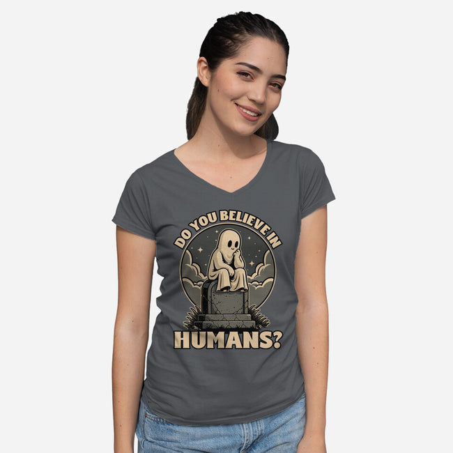 Ghost Believe In Humans-Womens-V-Neck-Tee-Studio Mootant
