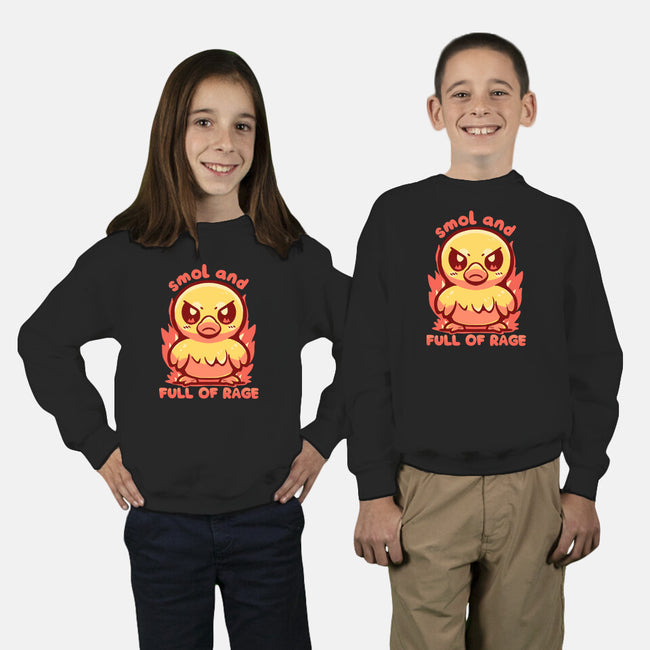 Smol And Full Of Rage-Youth-Crew Neck-Sweatshirt-TechraNova