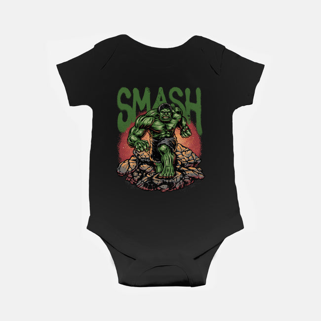 Green Smash-Baby-Basic-Onesie-glitchygorilla