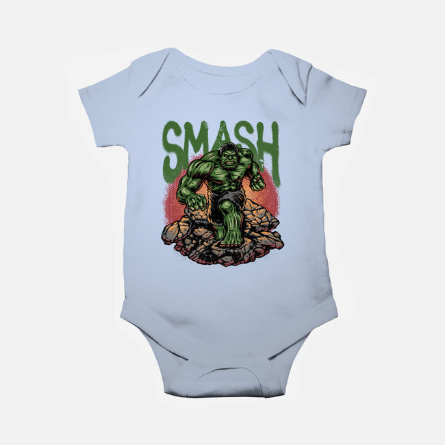 Green Smash-Baby-Basic-Onesie-glitchygorilla