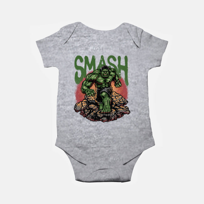 Green Smash-Baby-Basic-Onesie-glitchygorilla