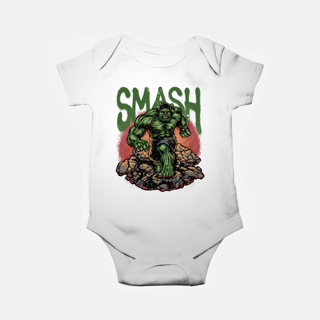 Green Smash-Baby-Basic-Onesie-glitchygorilla