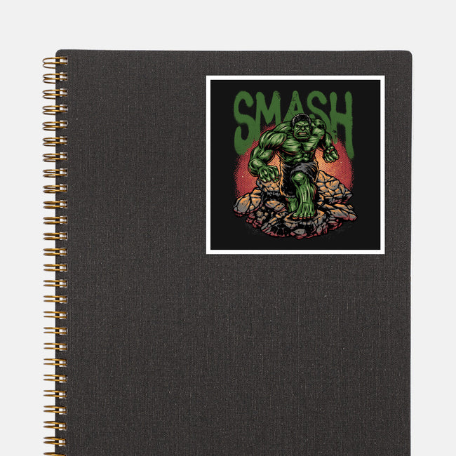 Green Smash-None-Glossy-Sticker-glitchygorilla
