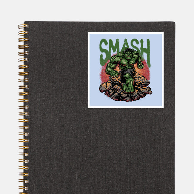 Green Smash-None-Glossy-Sticker-glitchygorilla
