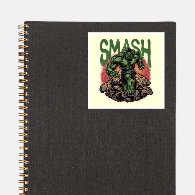 Green Smash-None-Glossy-Sticker-glitchygorilla