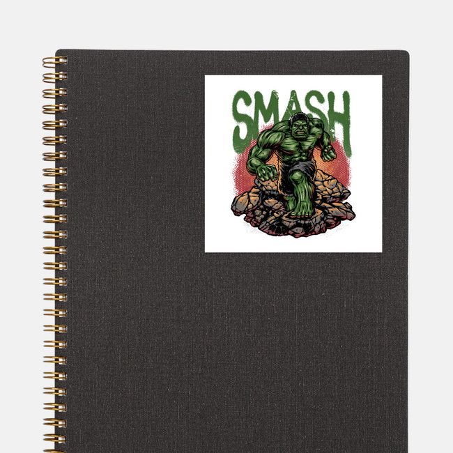 Green Smash-None-Glossy-Sticker-glitchygorilla