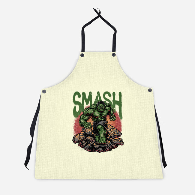Green Smash-Unisex-Kitchen-Apron-glitchygorilla