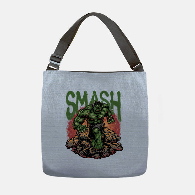 Green Smash-None-Adjustable Tote-Bag-glitchygorilla