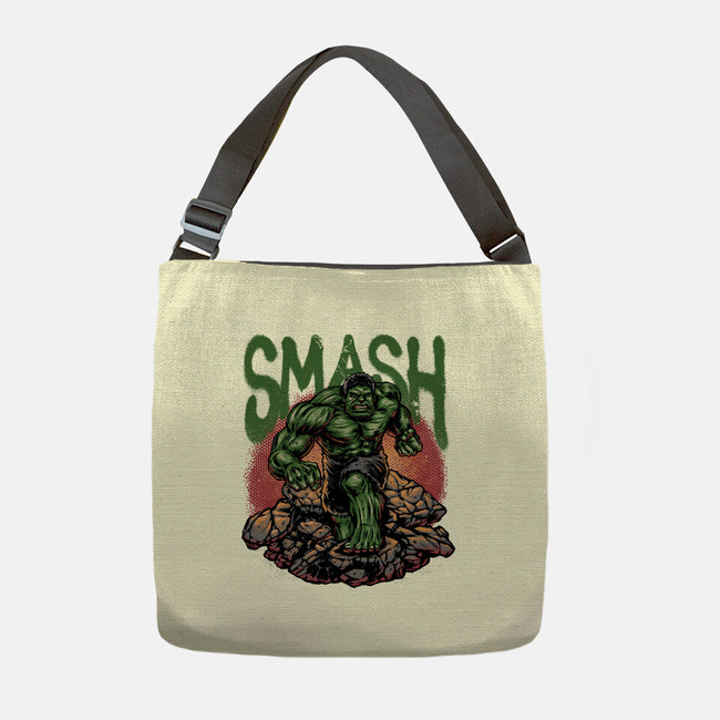 Green Smash-None-Adjustable Tote-Bag-glitchygorilla
