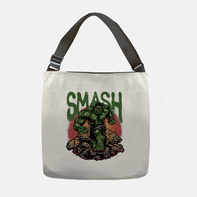 Green Smash-None-Adjustable Tote-Bag-glitchygorilla