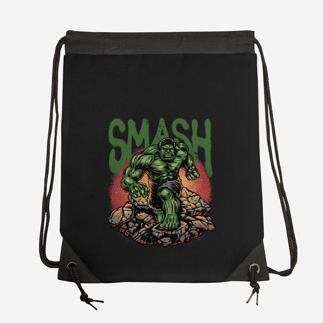 Green Smash-None-Drawstring-Bag-glitchygorilla