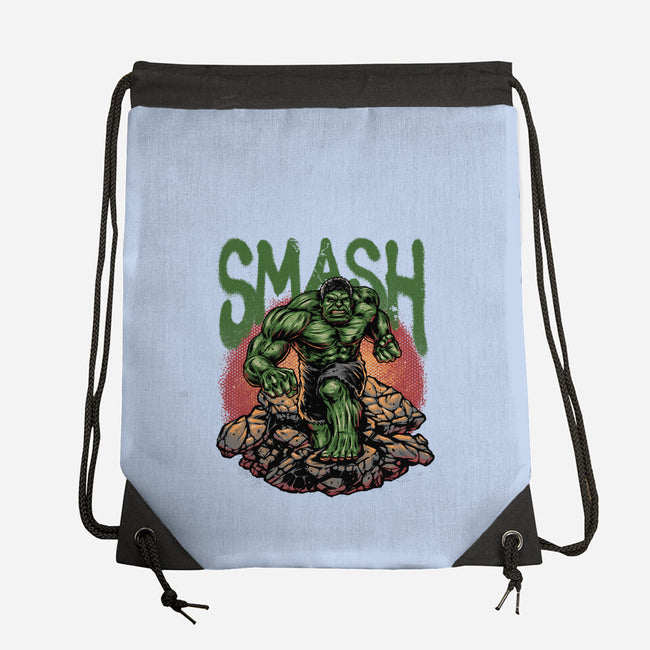 Green Smash-None-Drawstring-Bag-glitchygorilla