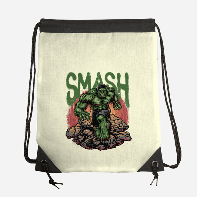 Green Smash-None-Drawstring-Bag-glitchygorilla