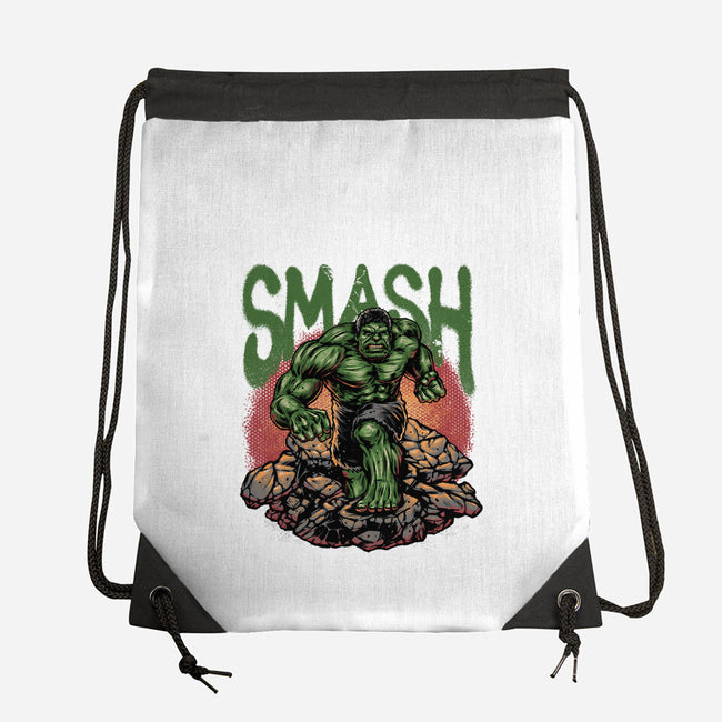 Green Smash-None-Drawstring-Bag-glitchygorilla