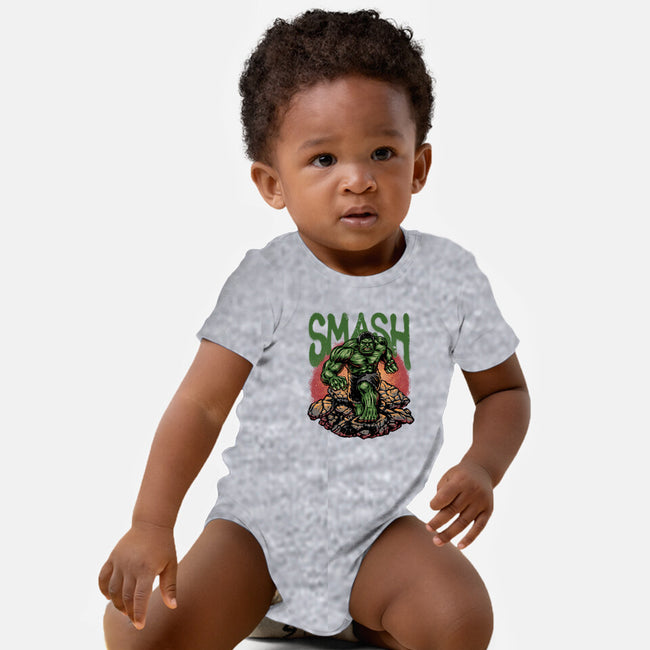 Green Smash-Baby-Basic-Onesie-glitchygorilla