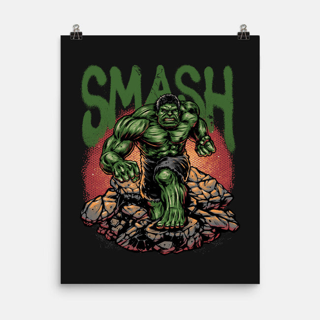 Green Smash-None-Matte-Poster-glitchygorilla