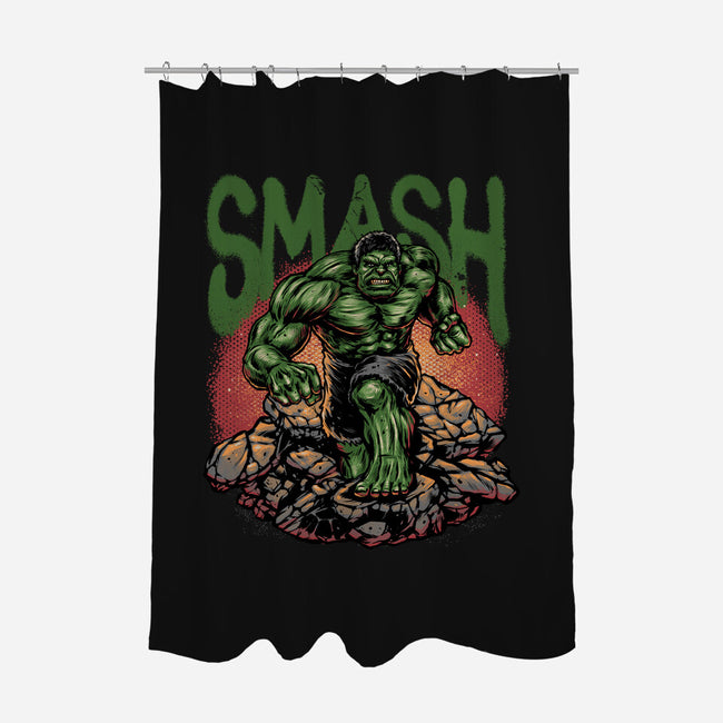Green Smash-None-Polyester-Shower Curtain-glitchygorilla