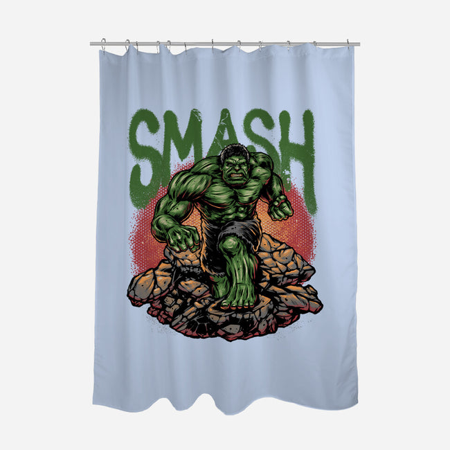 Green Smash-None-Polyester-Shower Curtain-glitchygorilla