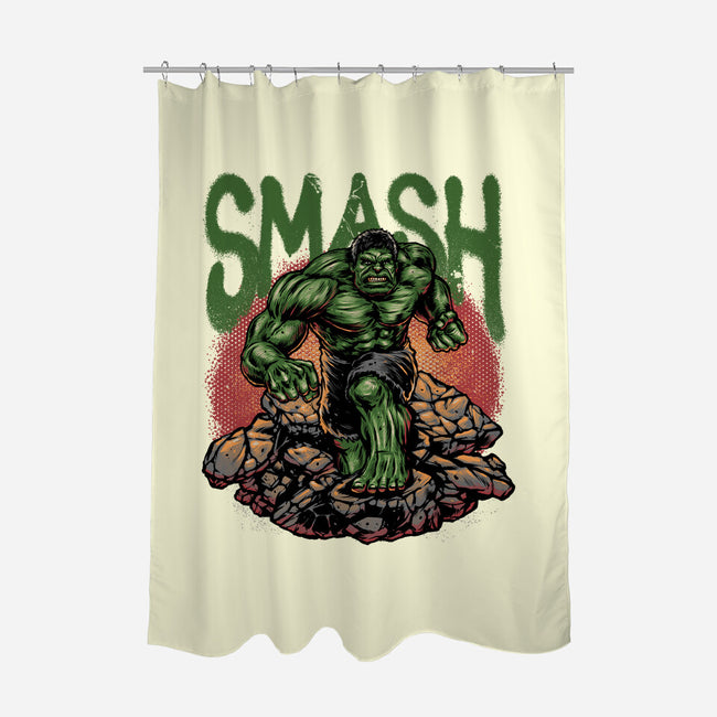 Green Smash-None-Polyester-Shower Curtain-glitchygorilla