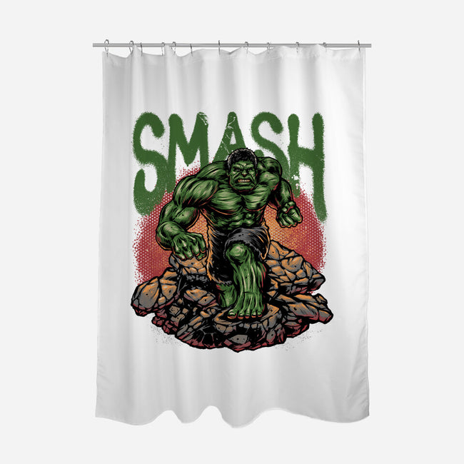 Green Smash-None-Polyester-Shower Curtain-glitchygorilla