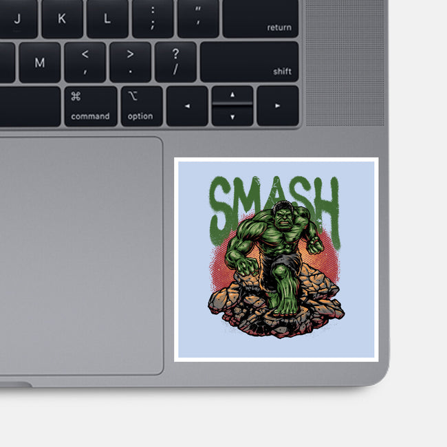 Green Smash-None-Glossy-Sticker-glitchygorilla