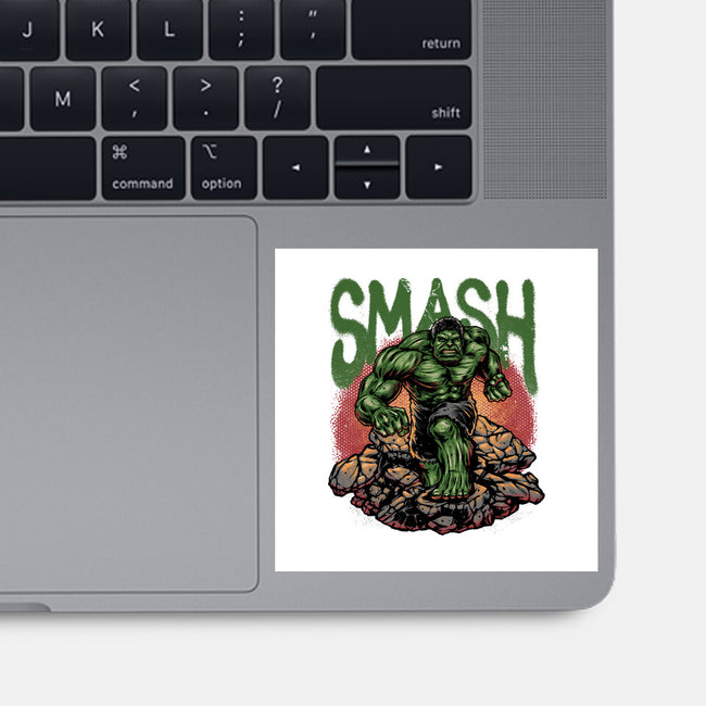 Green Smash-None-Glossy-Sticker-glitchygorilla