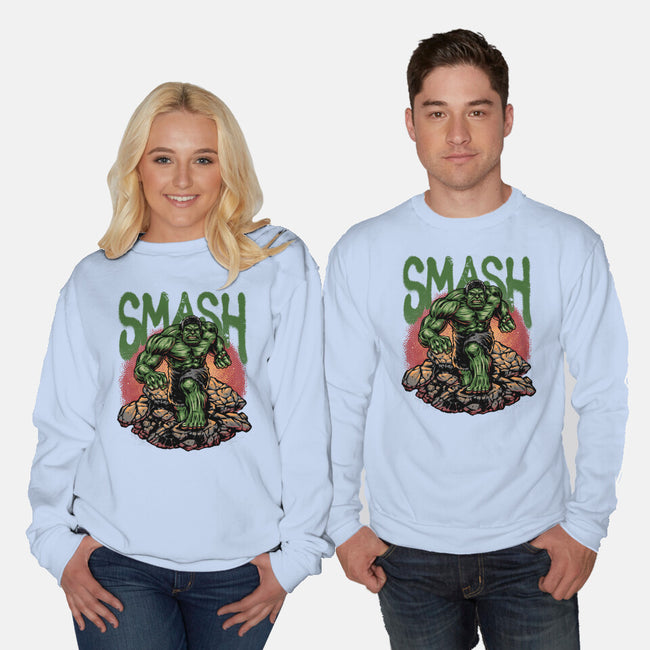 Green Smash-Unisex-Crew Neck-Sweatshirt-glitchygorilla