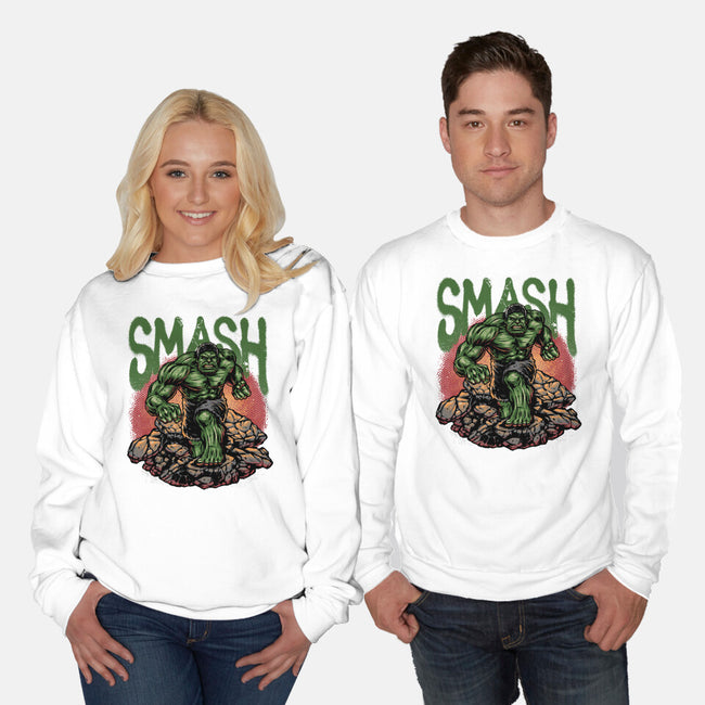 Green Smash-Unisex-Crew Neck-Sweatshirt-glitchygorilla