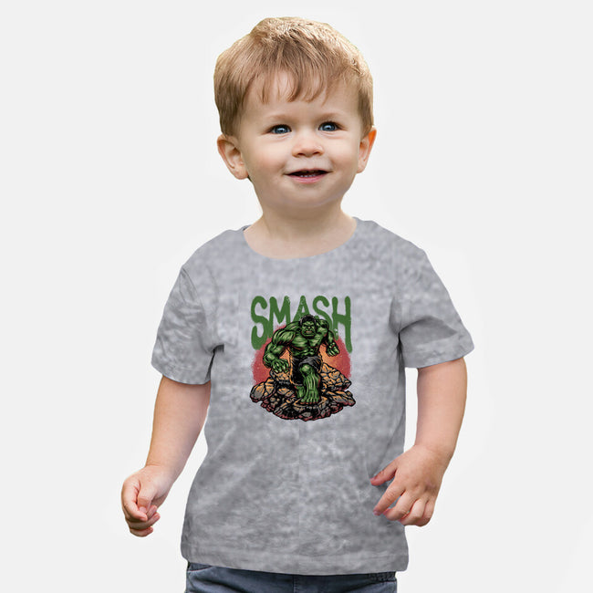 Green Smash-Baby-Basic-Tee-glitchygorilla