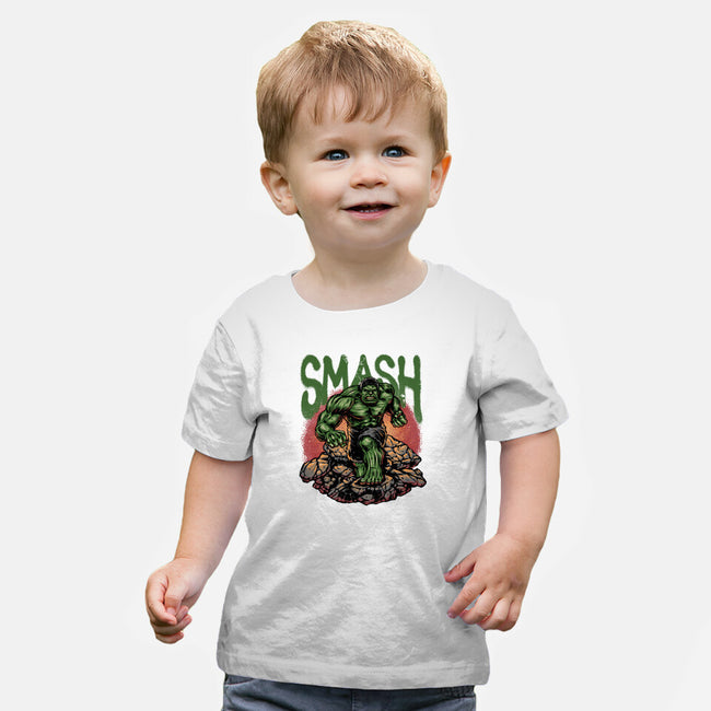 Green Smash-Baby-Basic-Tee-glitchygorilla