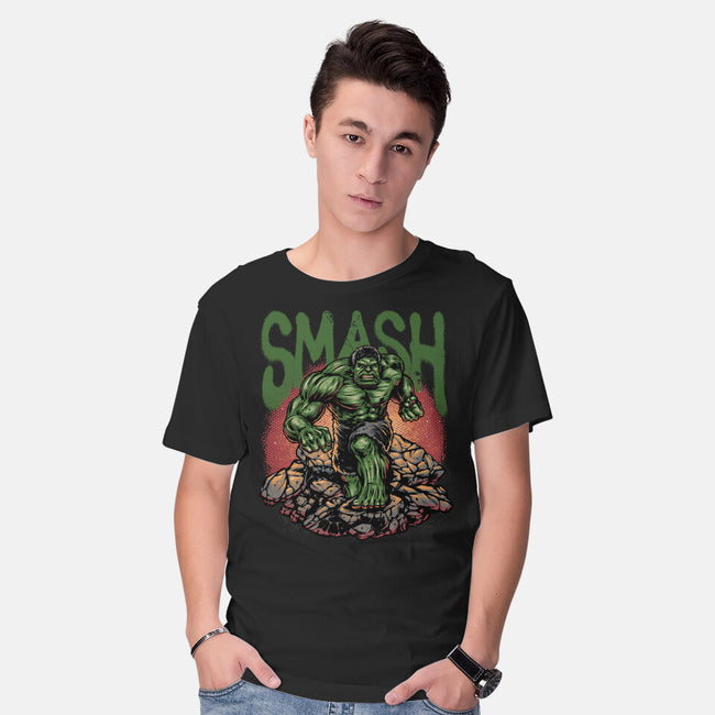 Green Smash-Mens-Basic-Tee-glitchygorilla