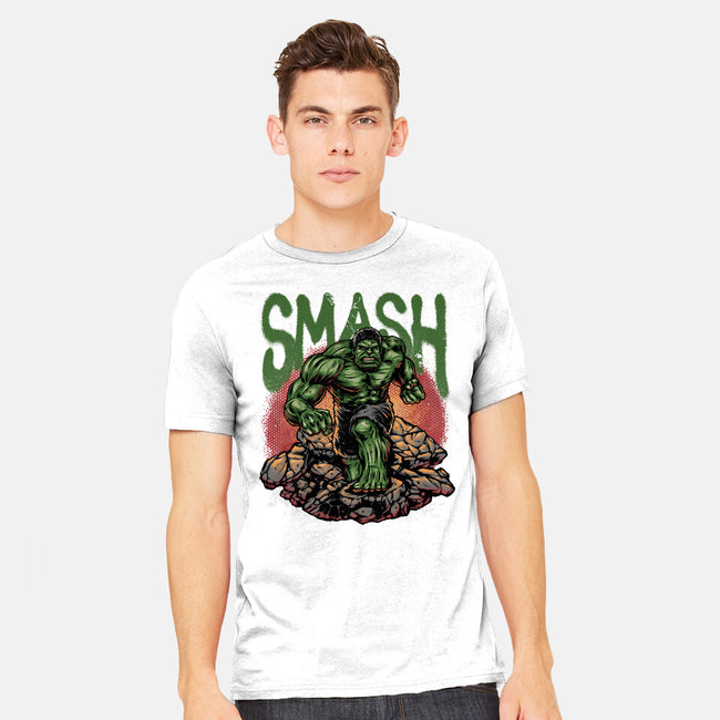 Green Smash-Mens-Heavyweight-Tee-glitchygorilla