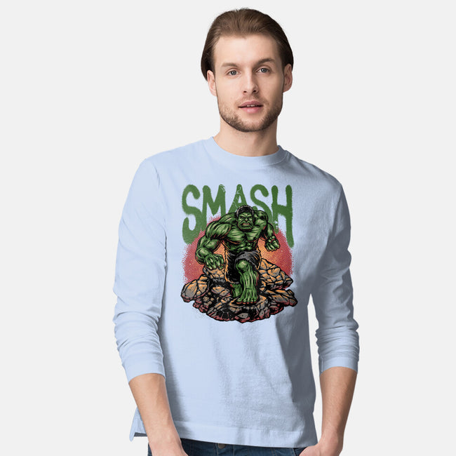 Green Smash-Mens-Long Sleeved-Tee-glitchygorilla