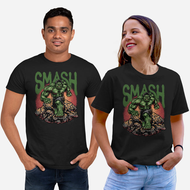 Green Smash-Unisex-Basic-Tee-glitchygorilla