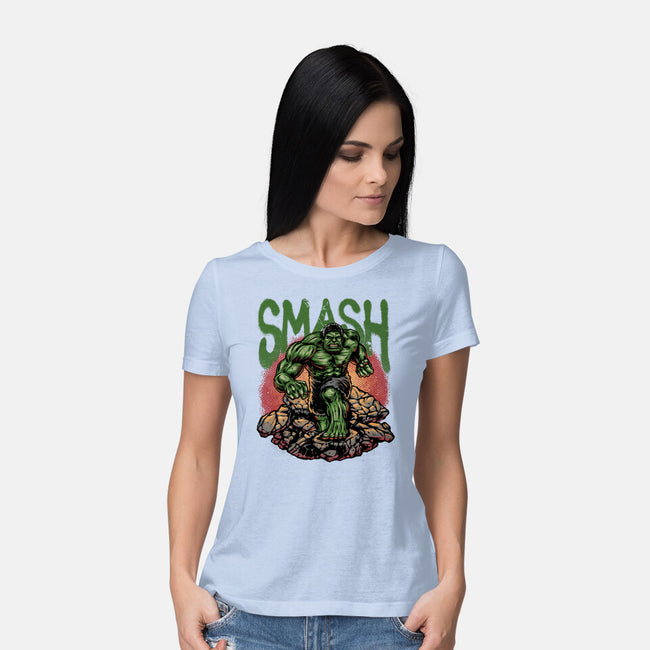Green Smash-Womens-Basic-Tee-glitchygorilla