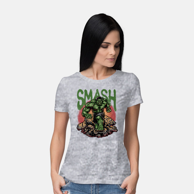 Green Smash-Womens-Basic-Tee-glitchygorilla
