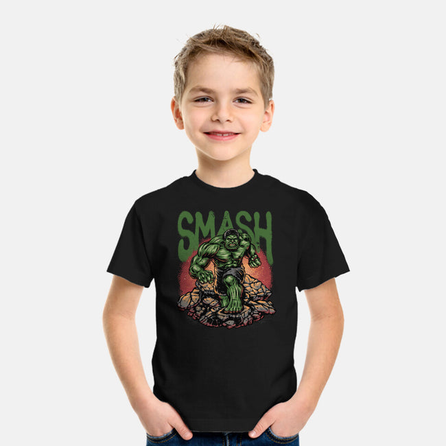 Green Smash-Youth-Basic-Tee-glitchygorilla