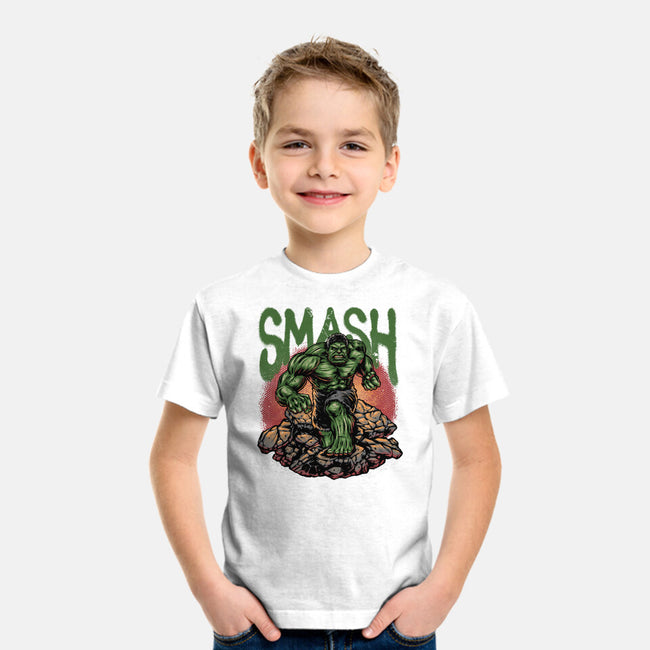 Green Smash-Youth-Basic-Tee-glitchygorilla